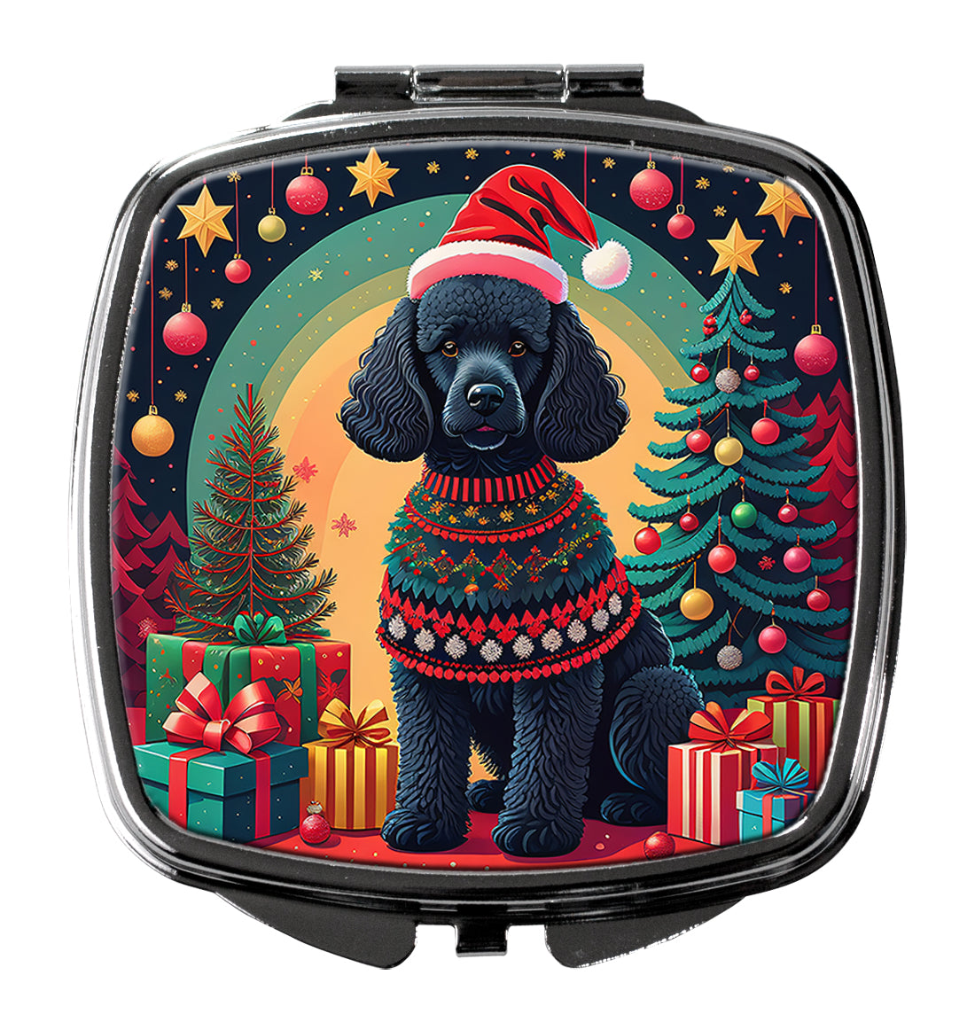 Buy this Black  Poodle Christmas Compact Mirror