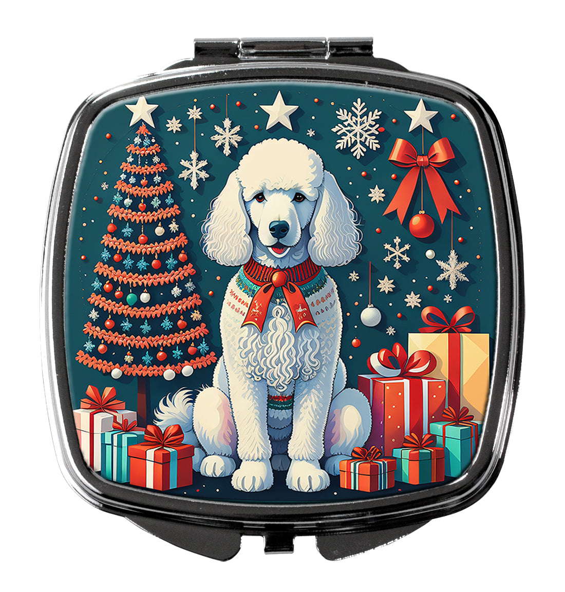 Buy this White Poodle Christmas Compact Mirror