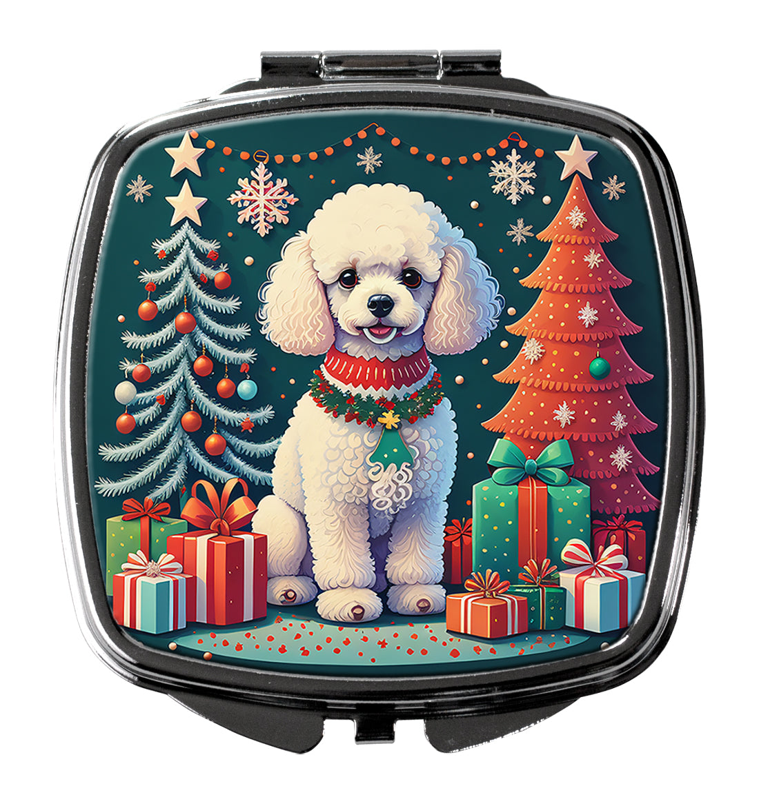 Buy this White Toy Poodle Christmas Compact Mirror