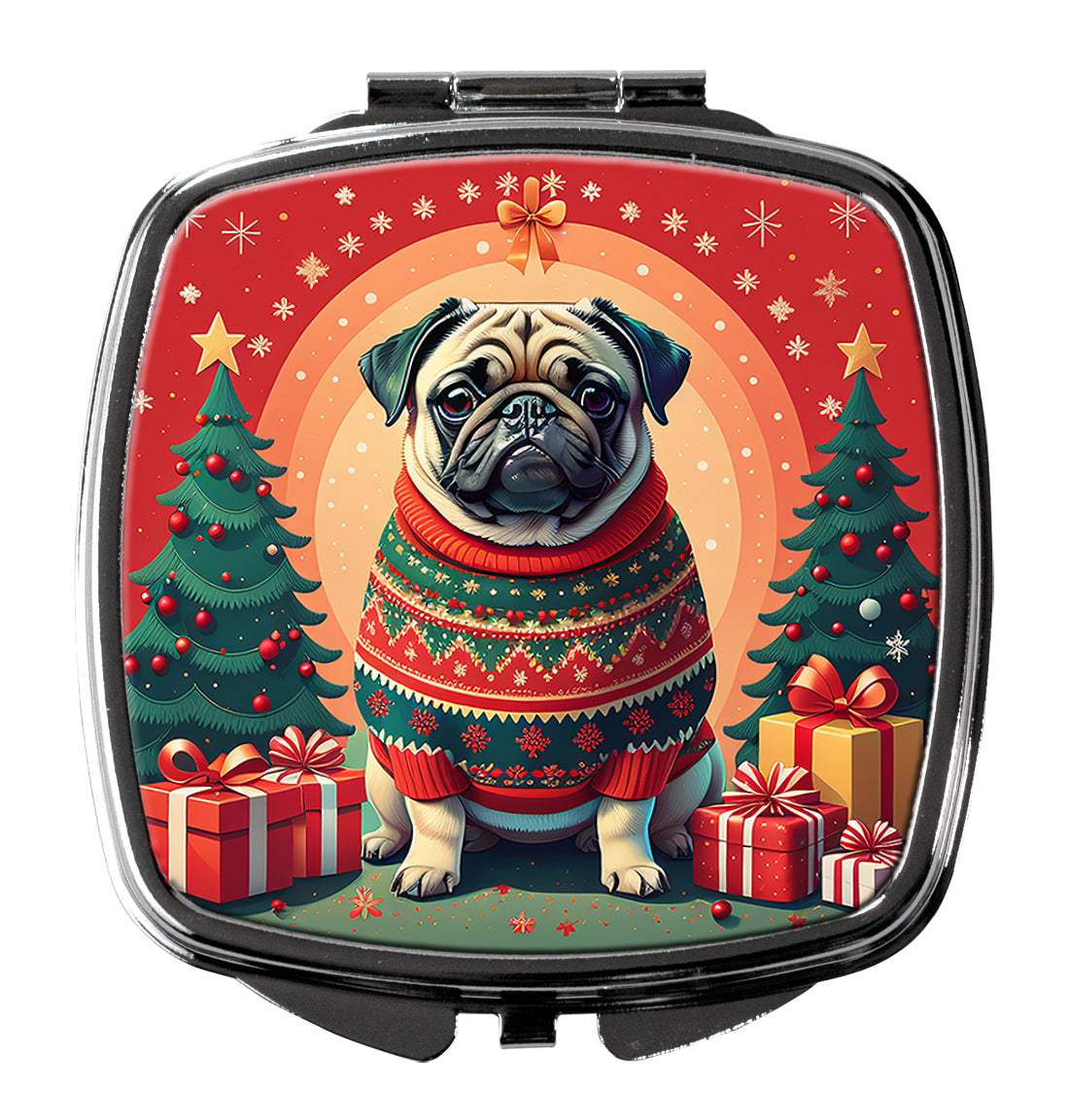 Buy this Fawn Pug Christmas Compact Mirror