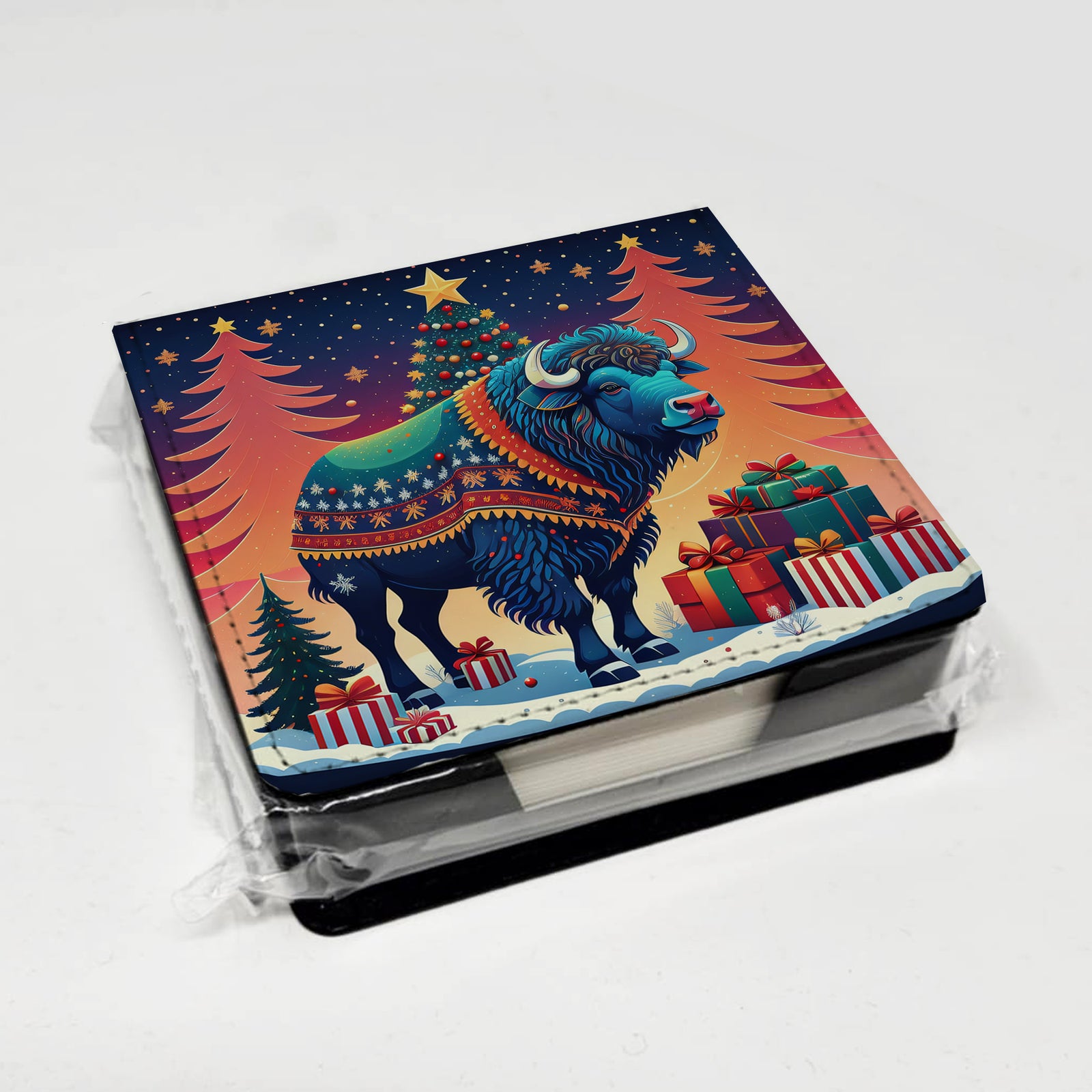 Caroline's Treasures Buffalo Christmas PU Leather Note Paper Holder