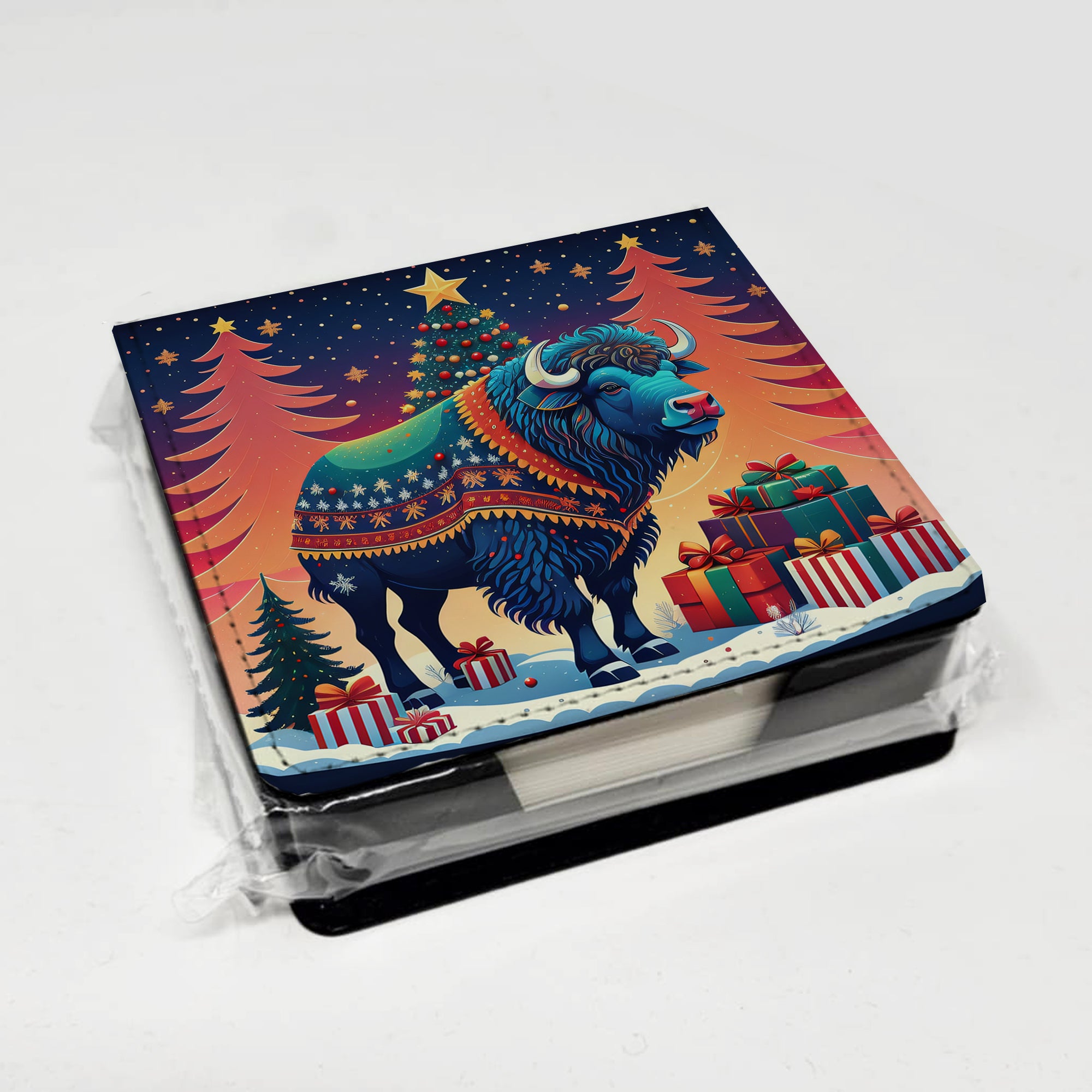 Caroline's Treasures Buffalo Christmas PU Leather Note Paper Holder