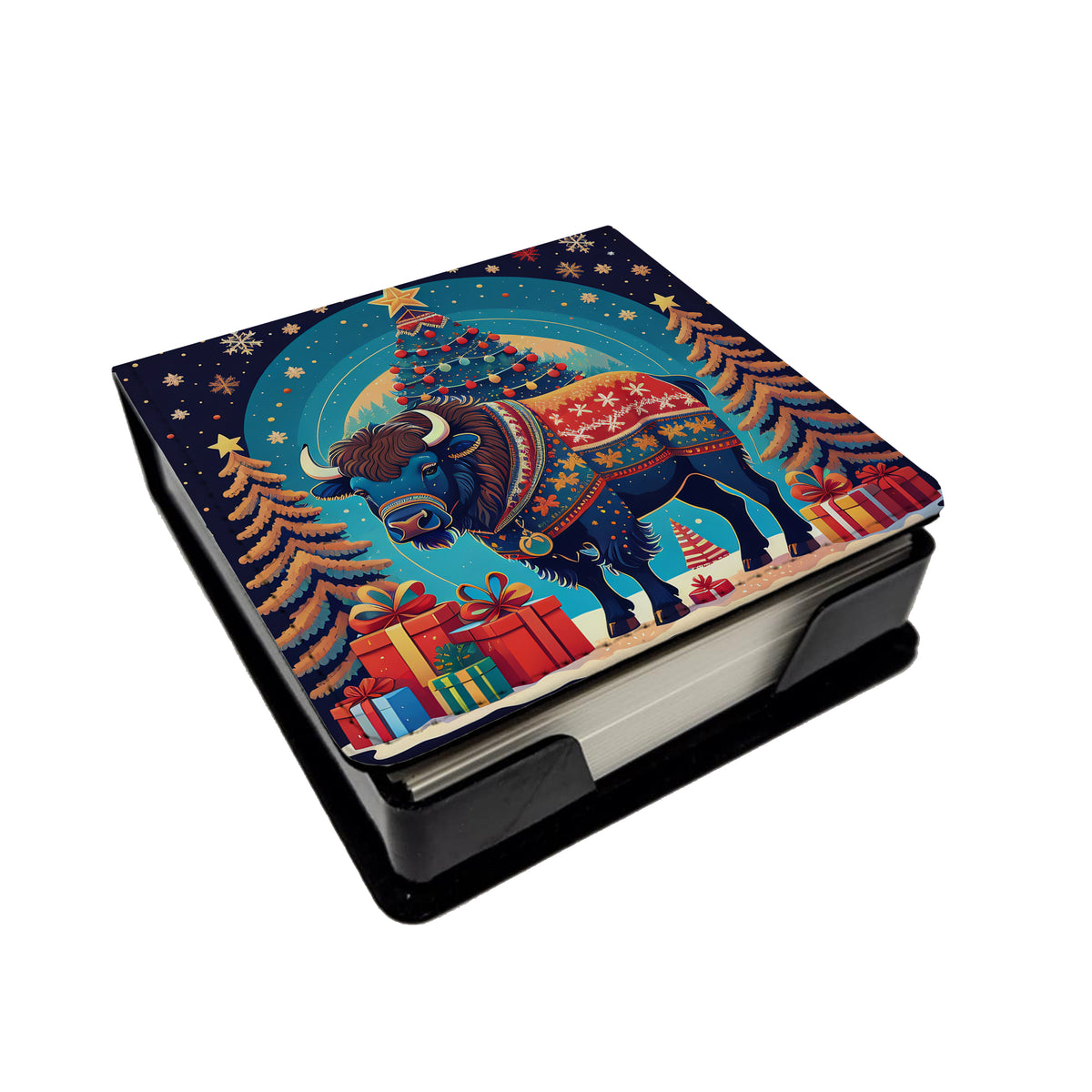 Caroline's Treasures Buffalo Christmas PU Leather Note Paper Holder