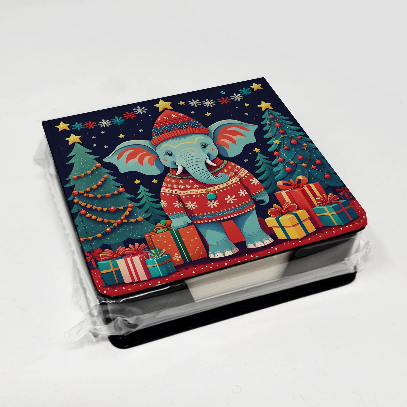 Caroline's Treasures Elephant Christmas PU Leather Note Paper Holder
