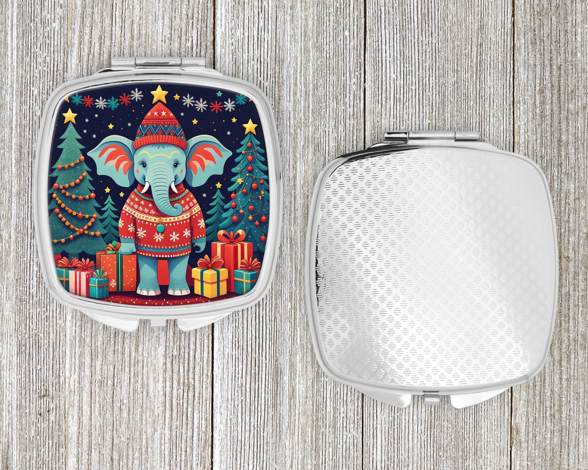 Elephant Christmas Compact Mirror