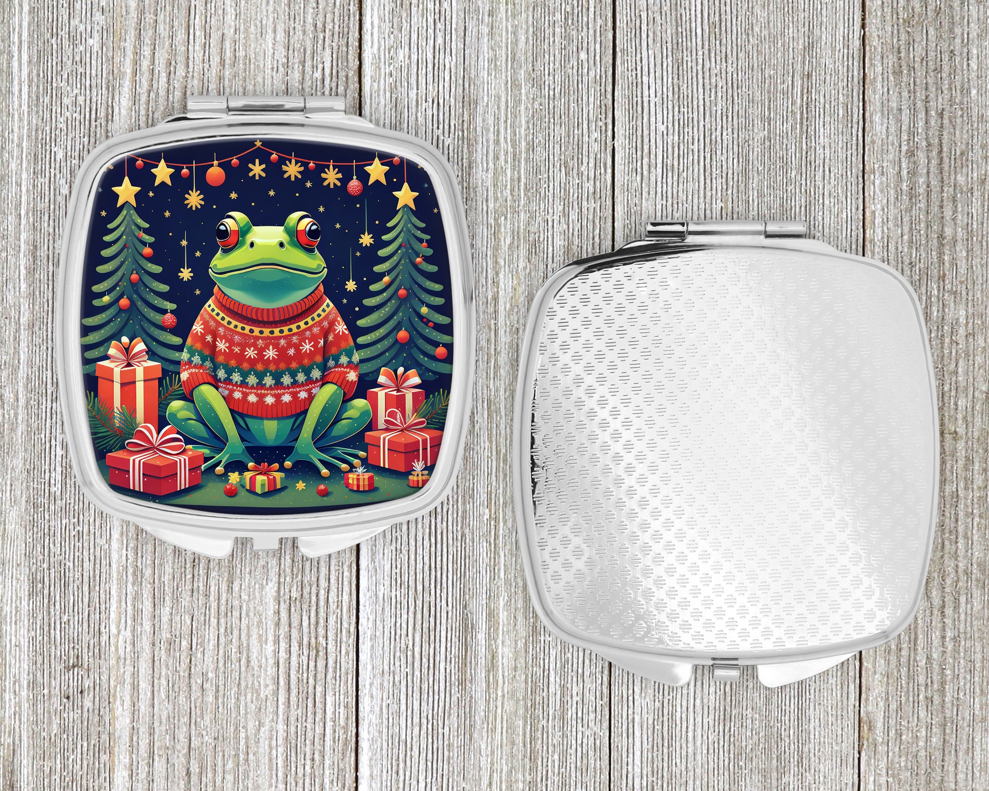 Frog Christmas Compact Mirror