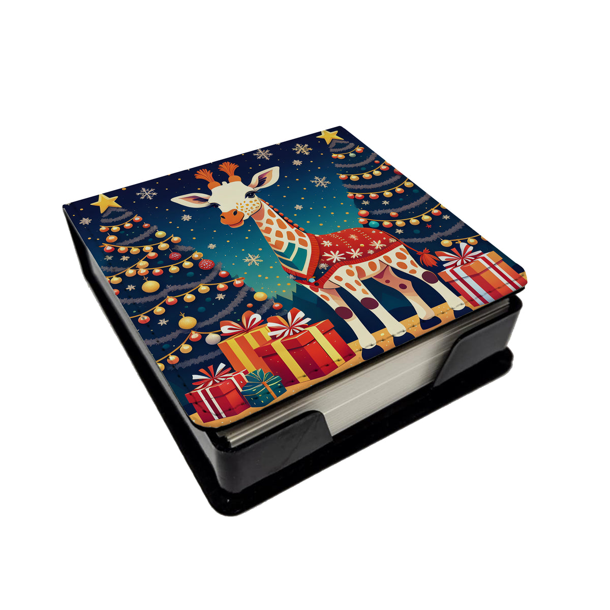 Caroline's Treasures Giraffe Christmas PU Leather Note Paper Holder