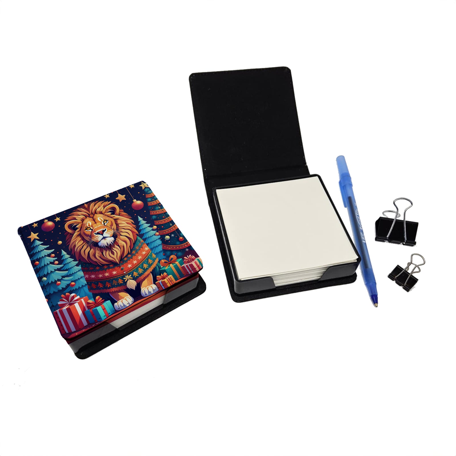 Caroline's Treasures Lion Christmas PU Leather Note Paper Holder