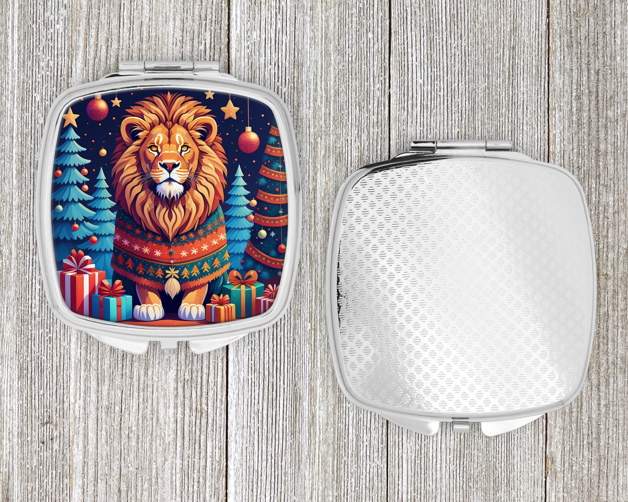 Lion Christmas Compact Mirror