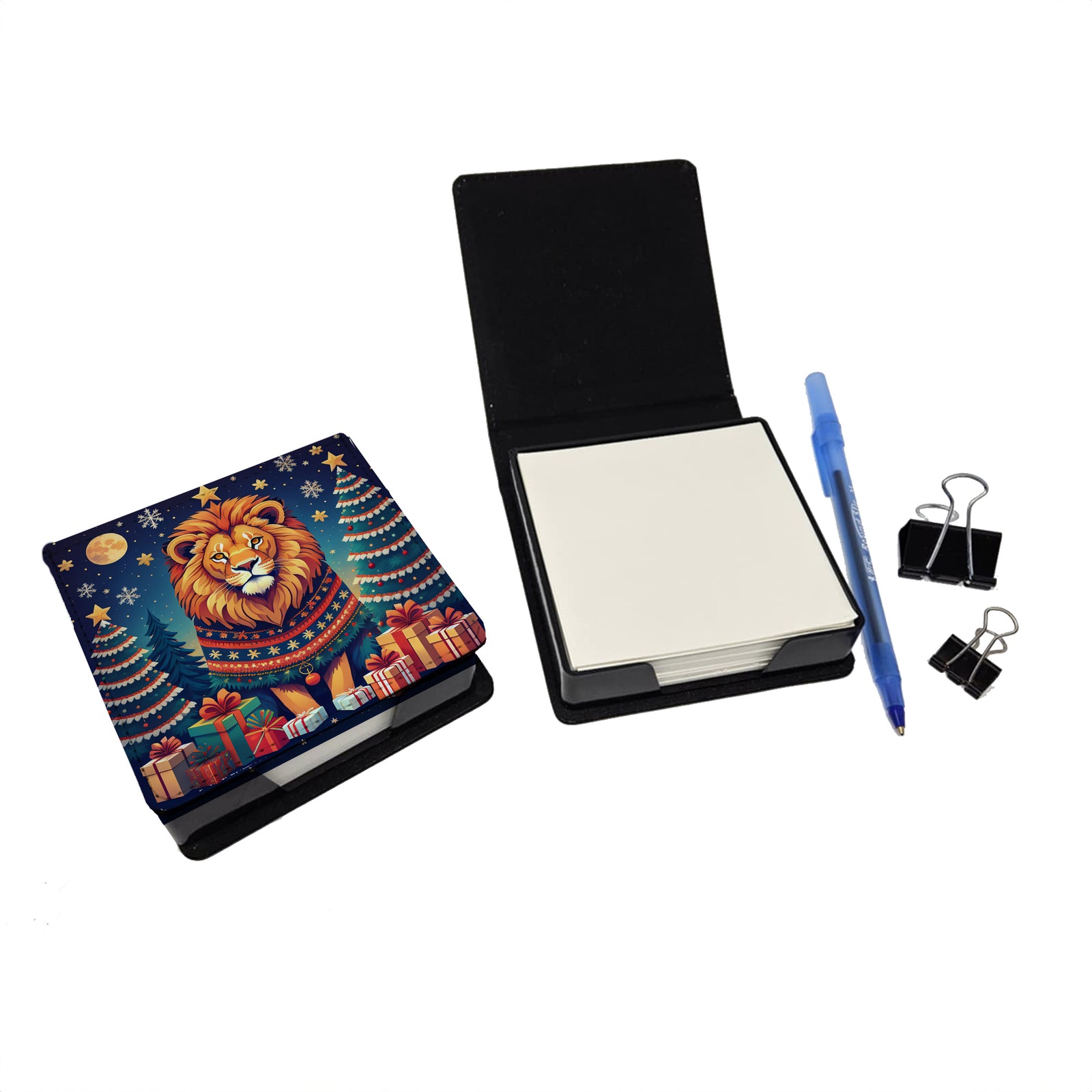 Caroline's Treasures Lion Christmas PU Leather Note Paper Holder