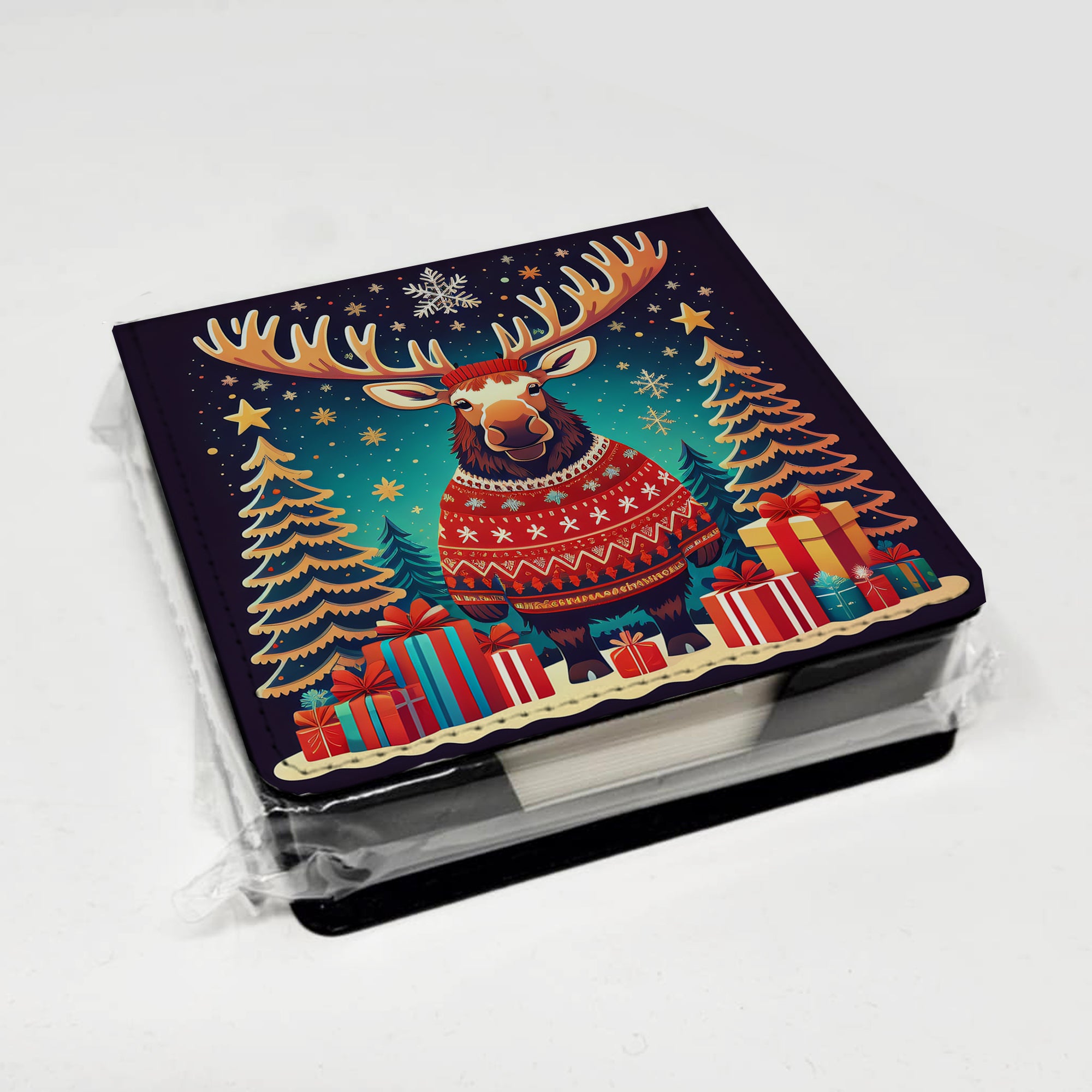 Caroline's Treasures Moose Christmas PU Leather Note Paper Holder