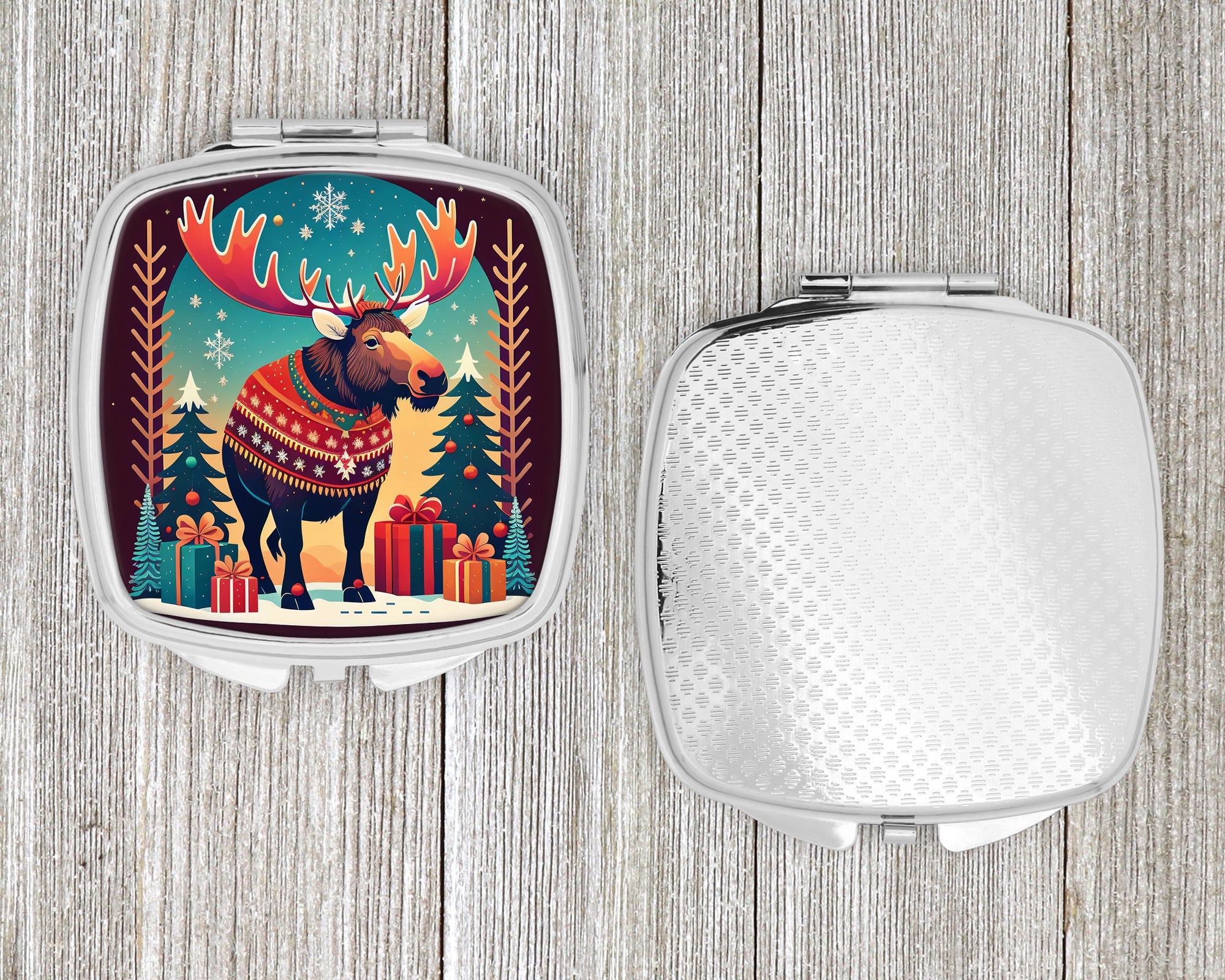 Moose Christmas Compact Mirror