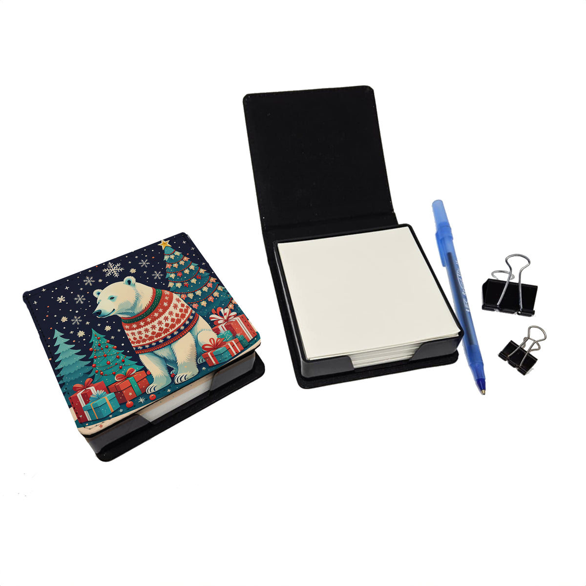 Caroline's Treasures Polar Bear Christmas PU Leather Note Paper Holder