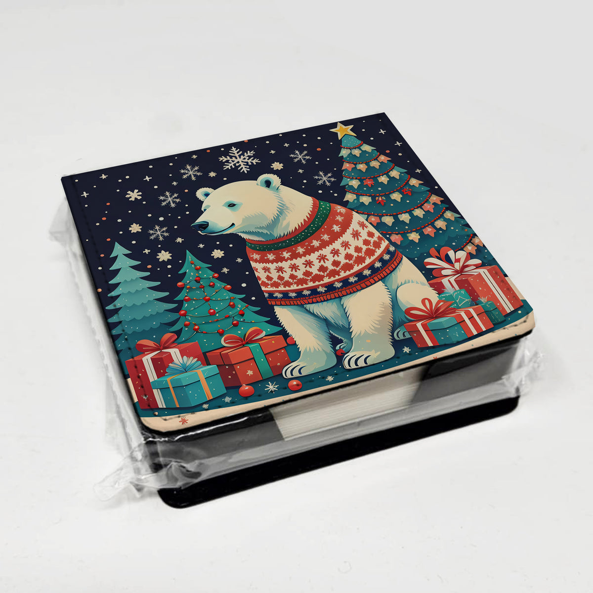 Caroline's Treasures Polar Bear Christmas PU Leather Note Paper Holder