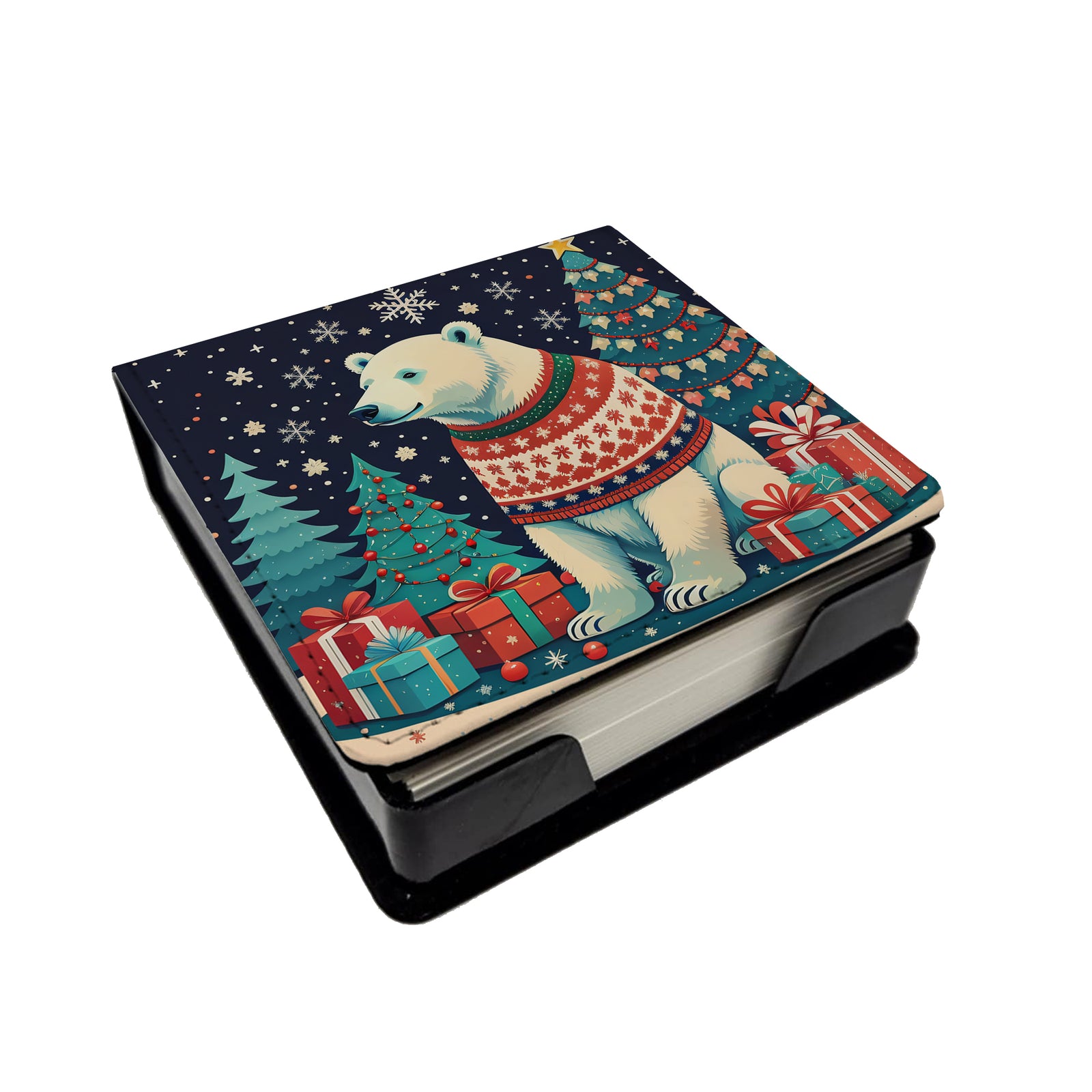 Caroline's Treasures Polar Bear Christmas PU Leather Note Paper Holder
