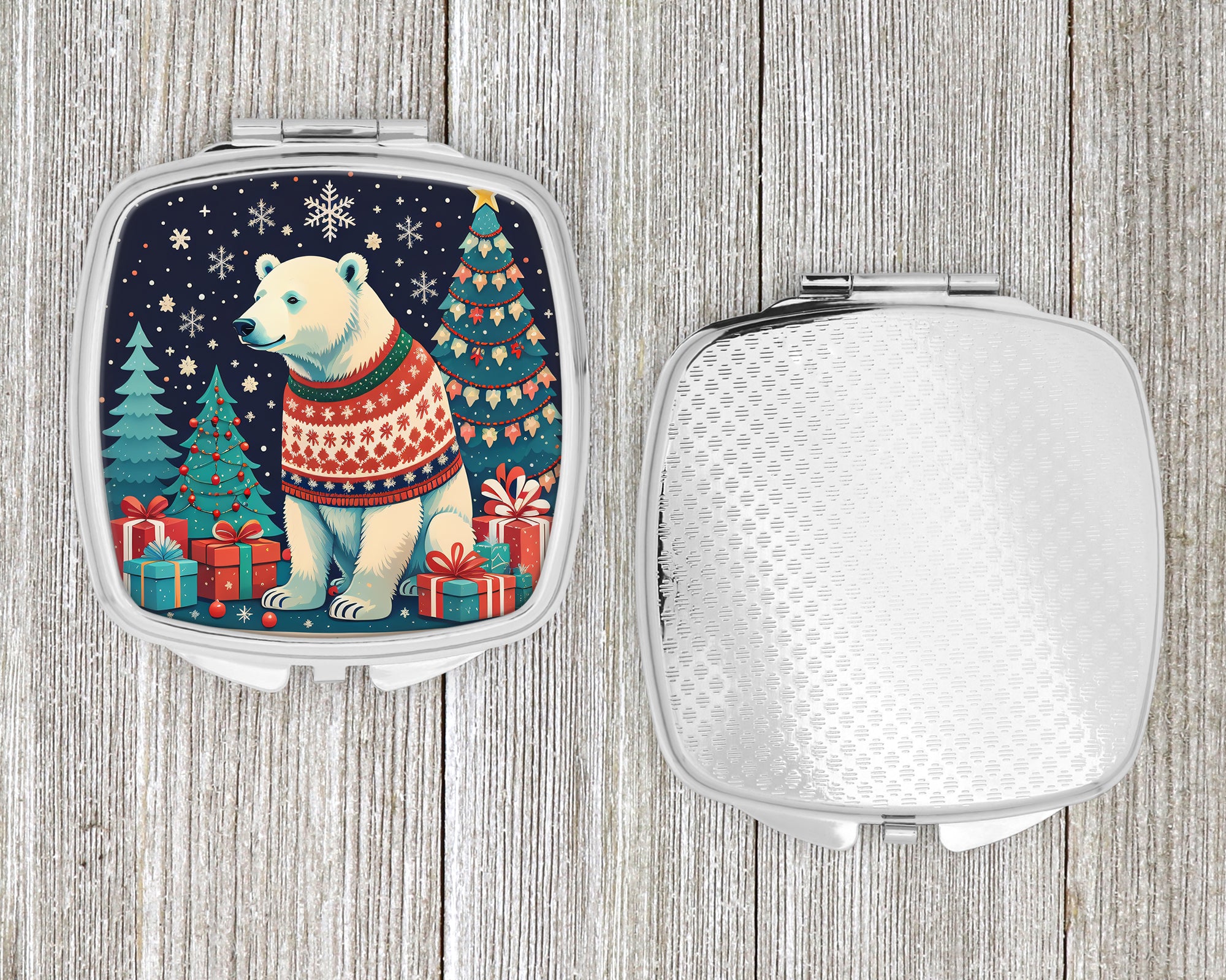 Polar Bear Christmas Compact Mirror