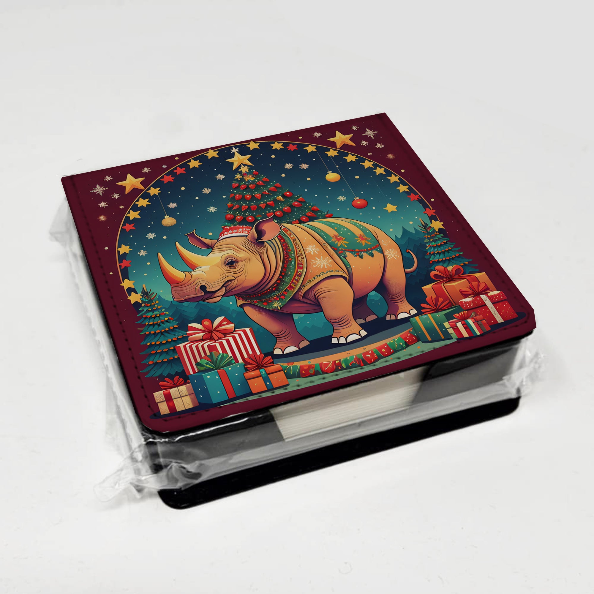Caroline's Treasures Rhinoceros Christmas PU Leather Note Paper Holder