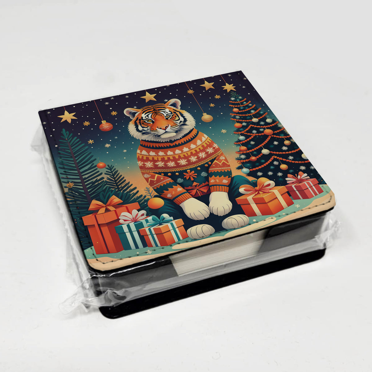 Caroline's Treasures Tiger Christmas PU Leather Note Paper Holder