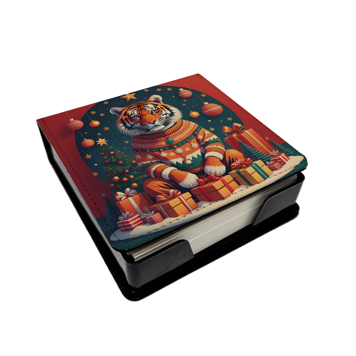 Caroline's Treasures Tiger Christmas PU Leather Note Paper Holder