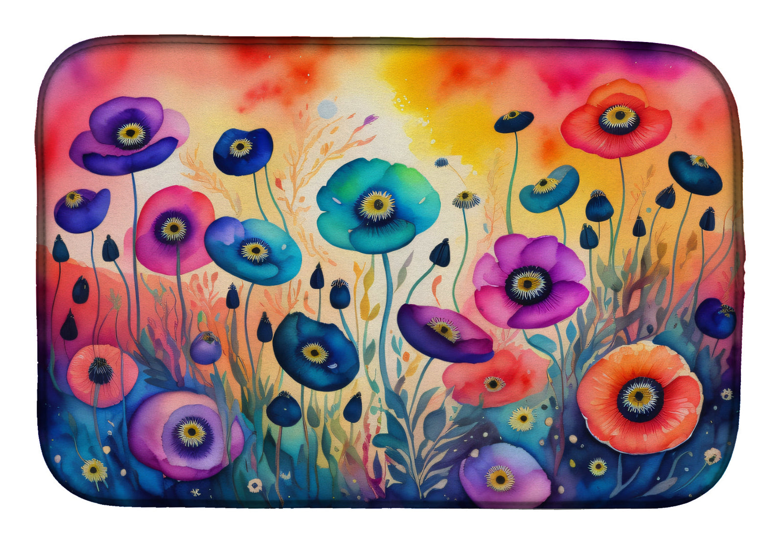 Caroline's Treasures Anemones in Color Dish Drying Mat