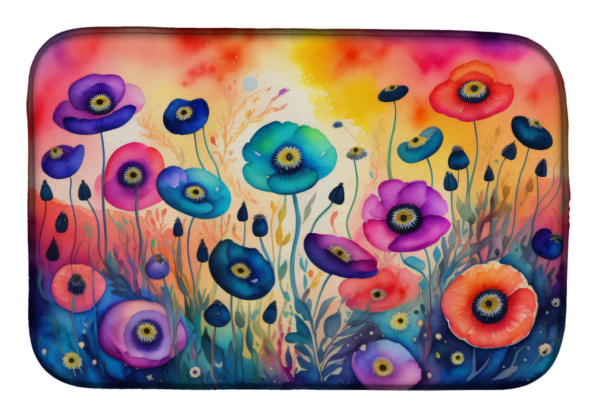 Caroline's Treasures Anemones in Color Dish Drying Mat