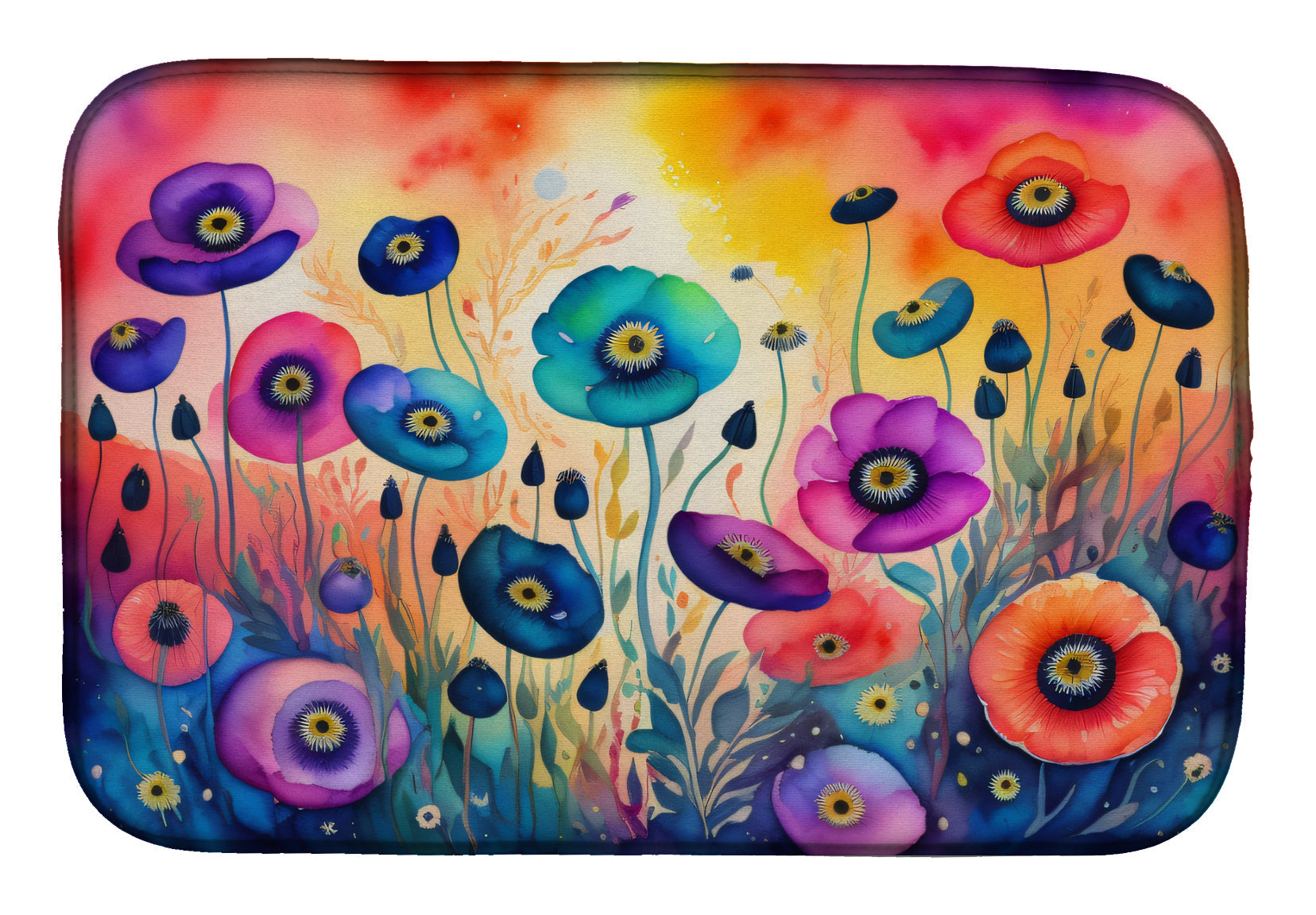 Caroline's Treasures Anemones in Color Dish Drying Mat