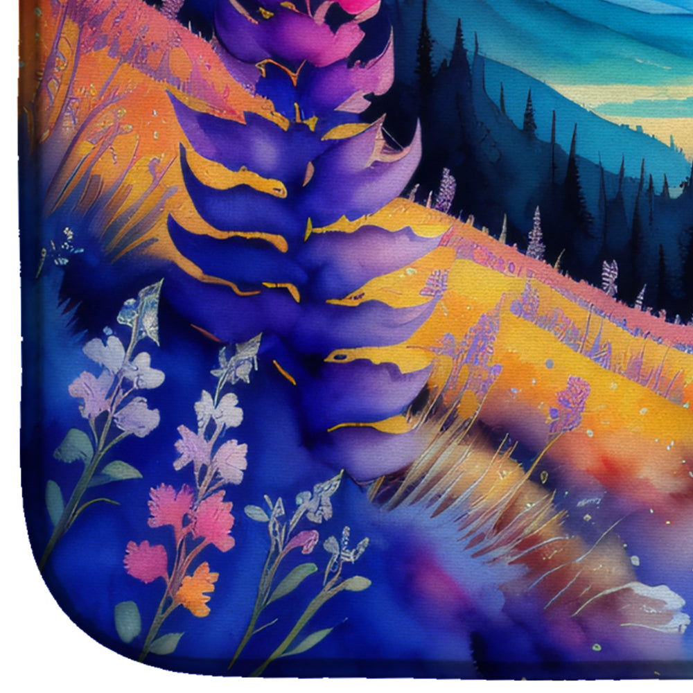 Caroline's Treasures Annual Larkspur in Color Dish Drying Mat