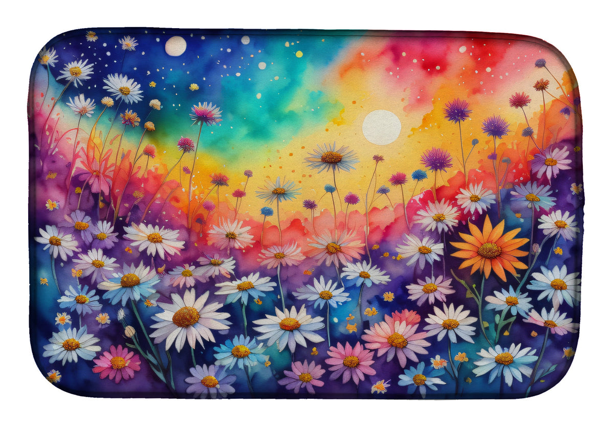 Caroline's Treasures Asters in Color Dish Drying Mat