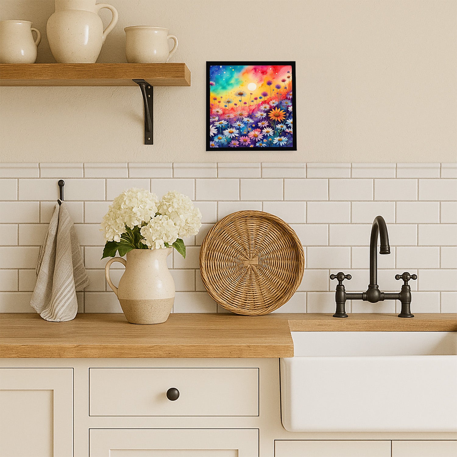 Caroline's Treasures Asters in Color Framed Metal Print