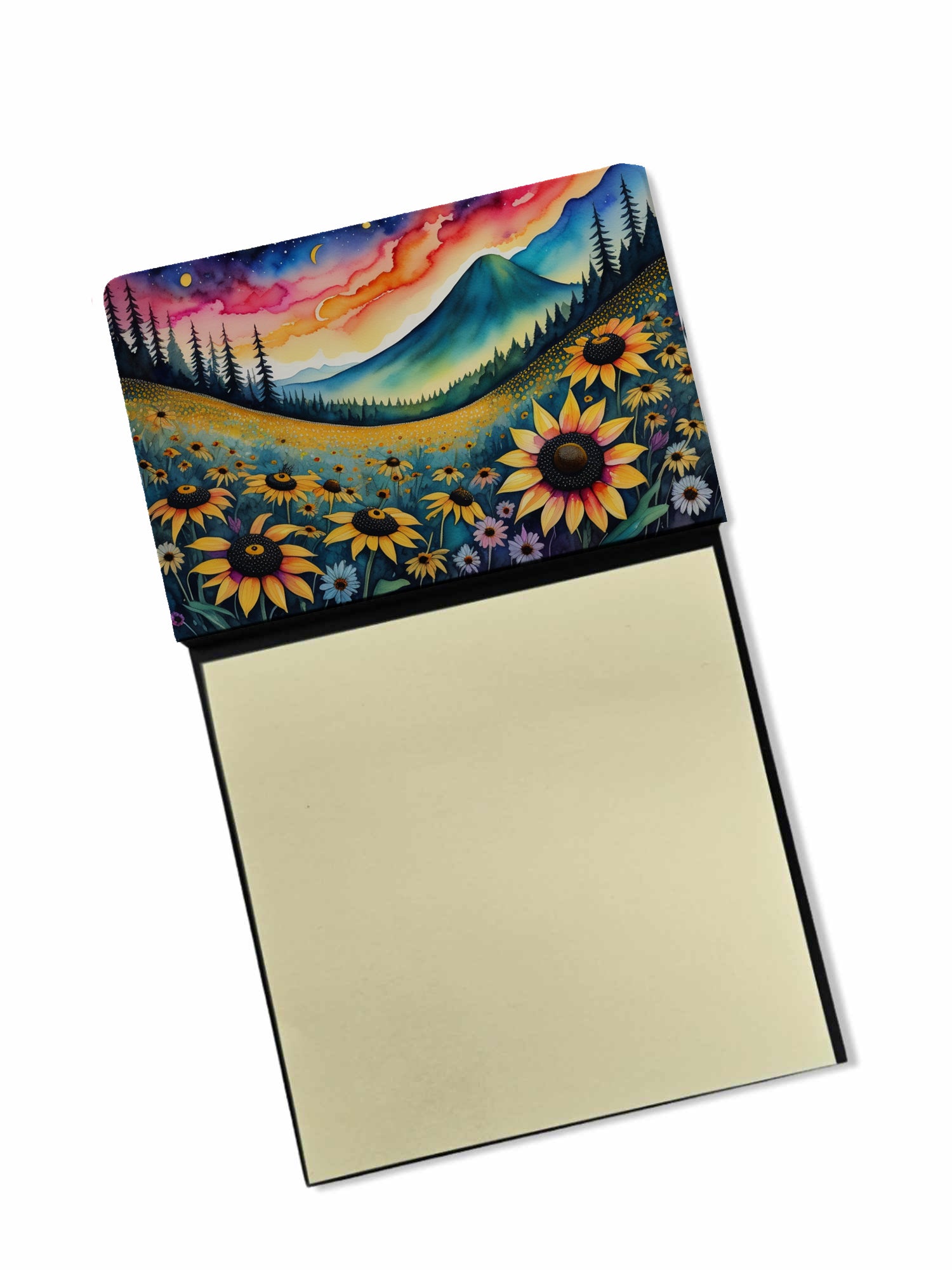 Caroline's Treasures Black-eyed Susans in Color Sticky Note Holder- Refiilable Desk Accessory Note Pad
