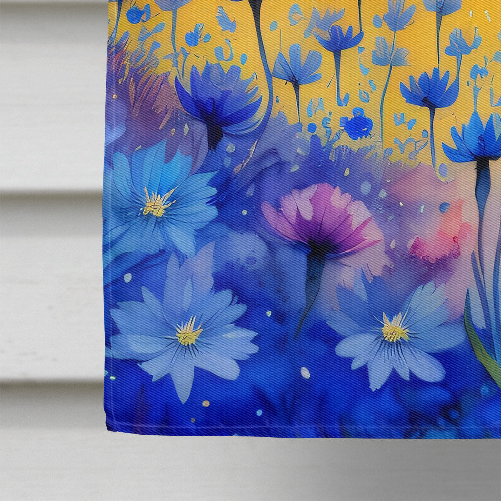 Blue Cornflowers in Color House Flag