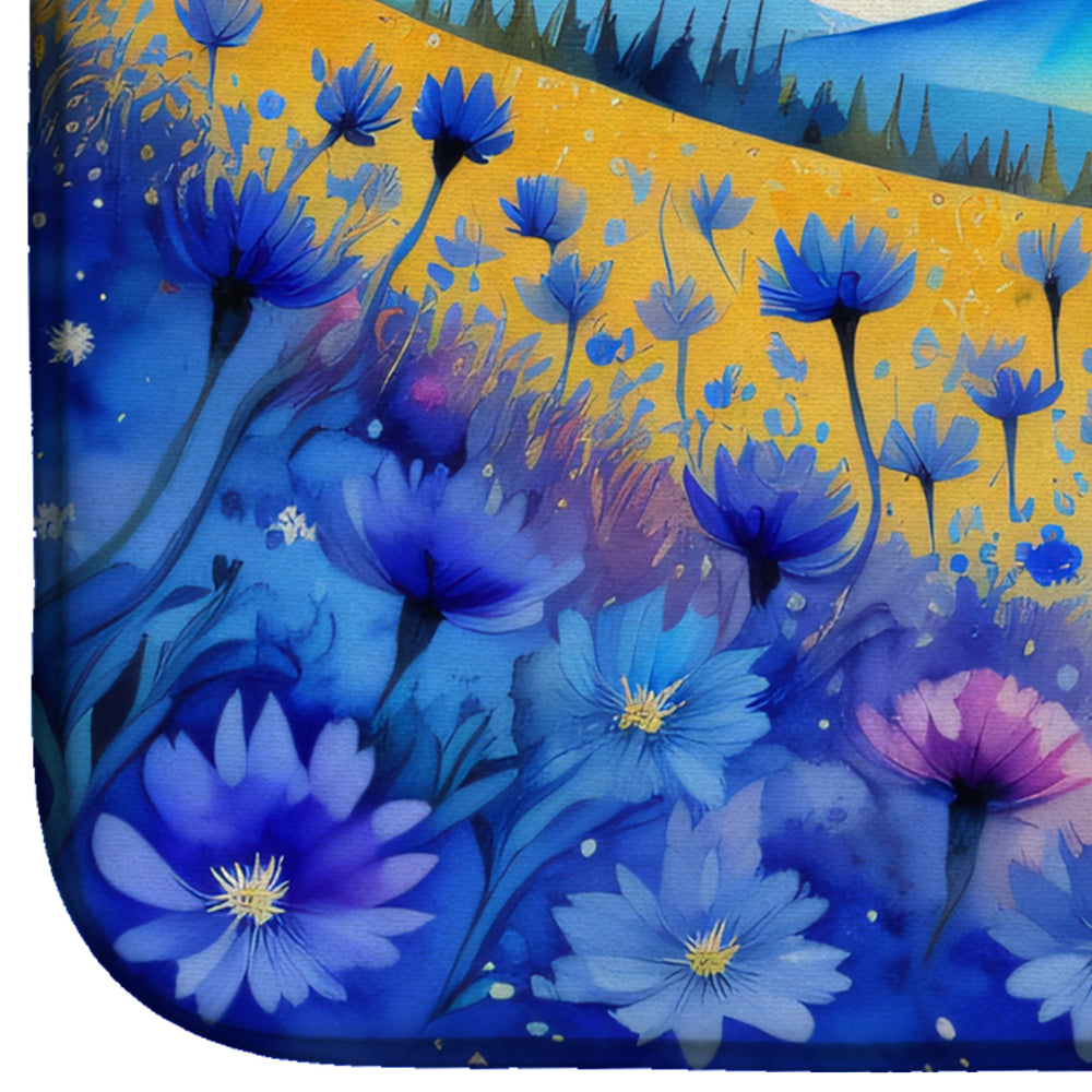 Caroline's Treasures Blue Cornflowers in Color Dish Drying Mat