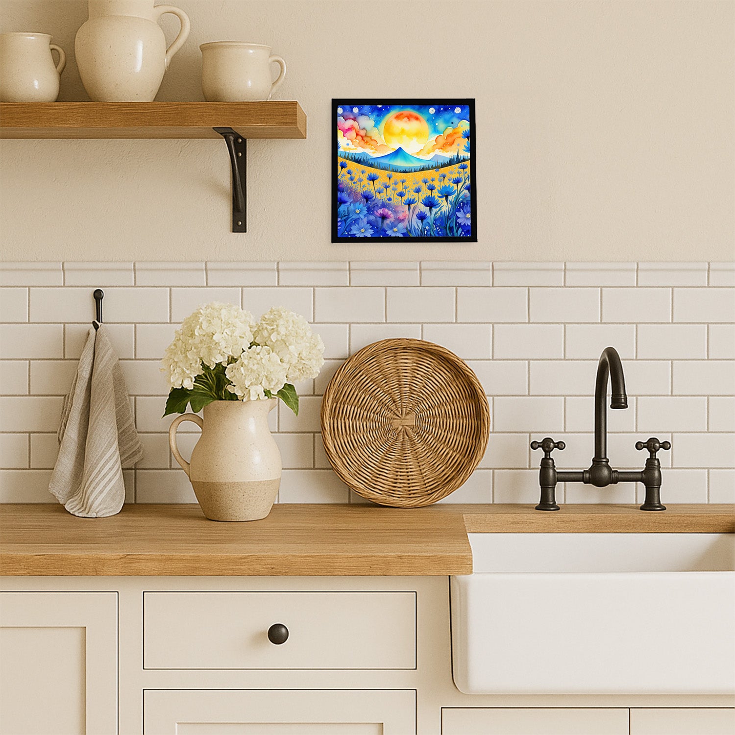 Caroline's Treasures Blue Cornflowers in Color Framed Metal Print