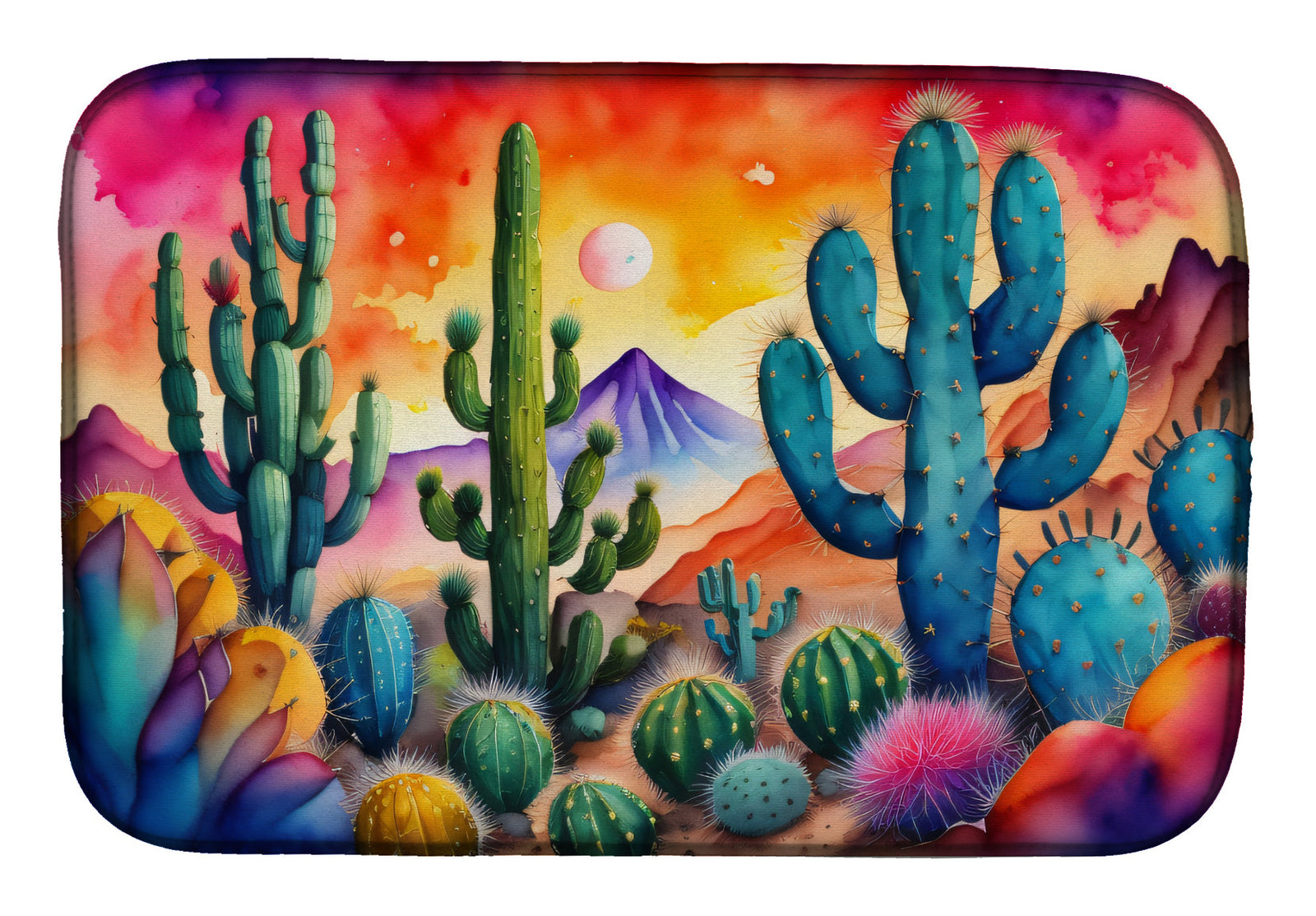 Caroline's Treasures Cactus in Color Dish Drying Mat