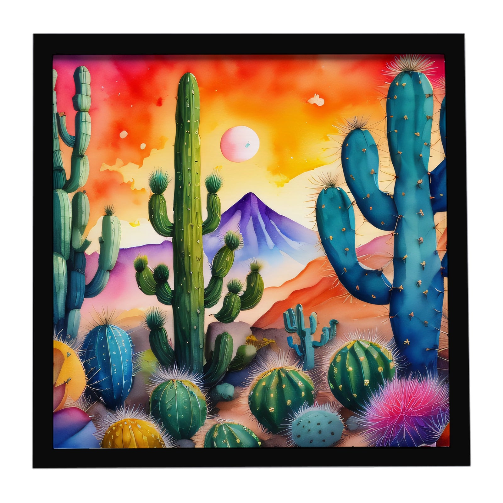 Caroline's Treasures Cactus in Color Framed Metal Print