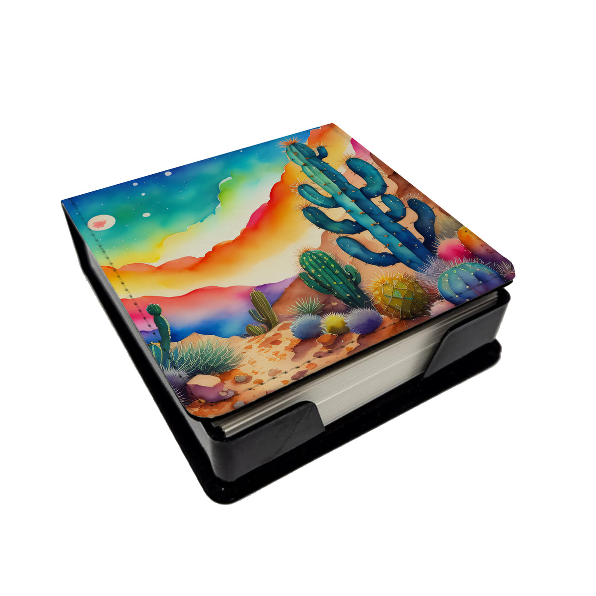 Caroline's Treasures Cactus in Color PU Leather Note Paper Holder