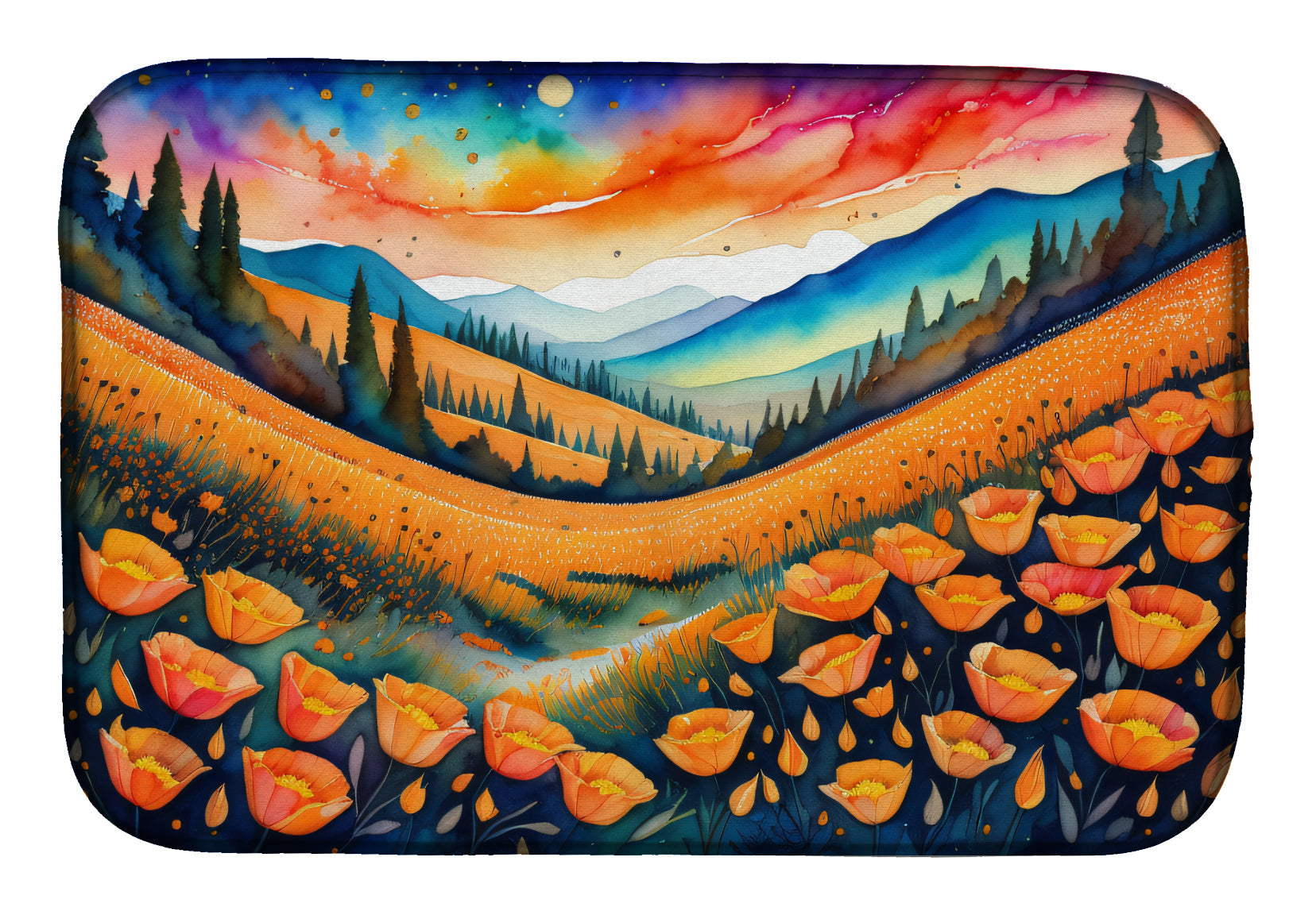 Caroline's Treasures California Poppies in Color Dish Drying Mat