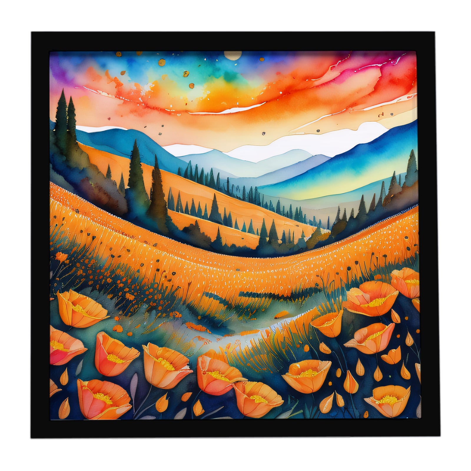 Caroline's Treasures California Poppies in Color Framed Metal Print