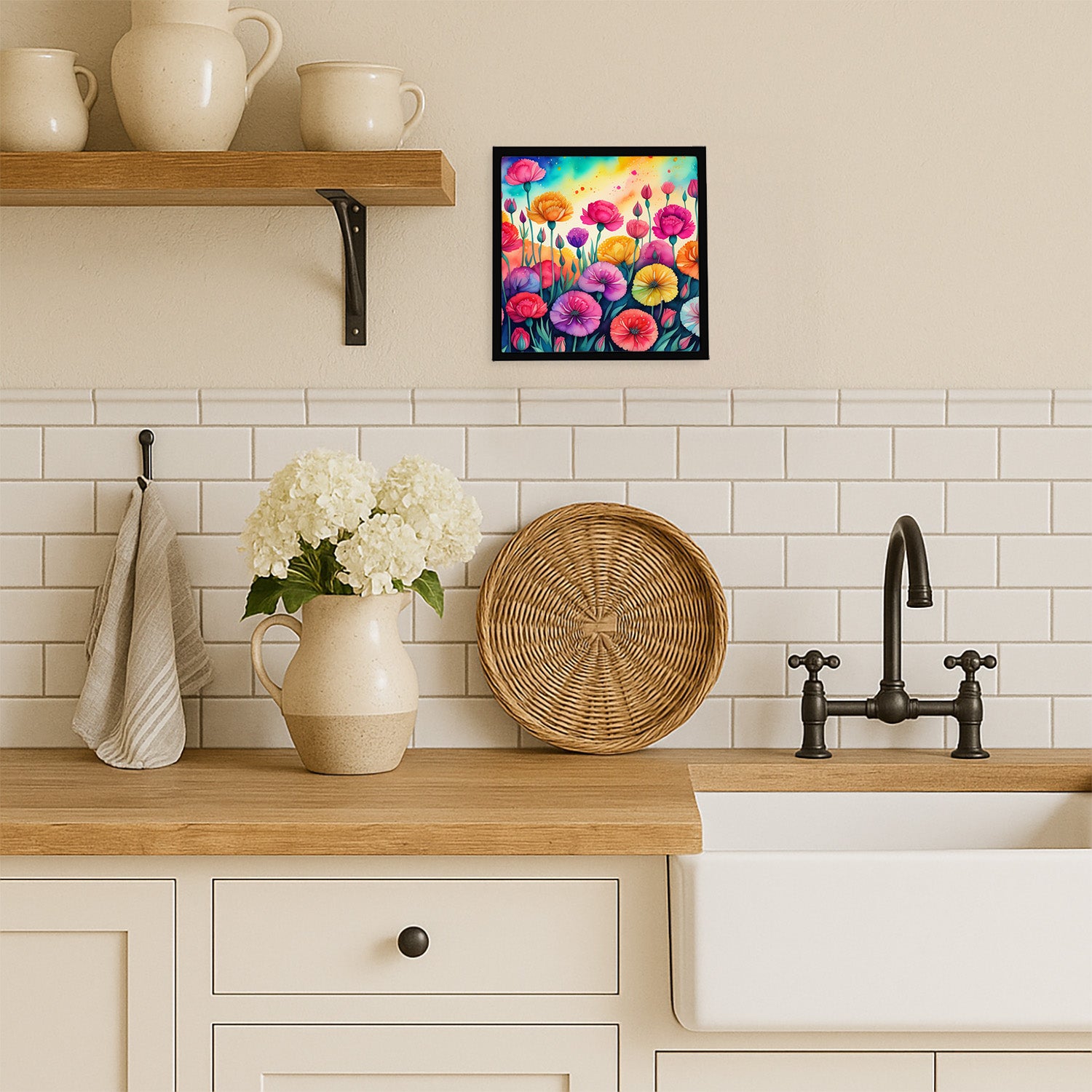 Caroline's Treasures Carnations in Color Framed Metal Print