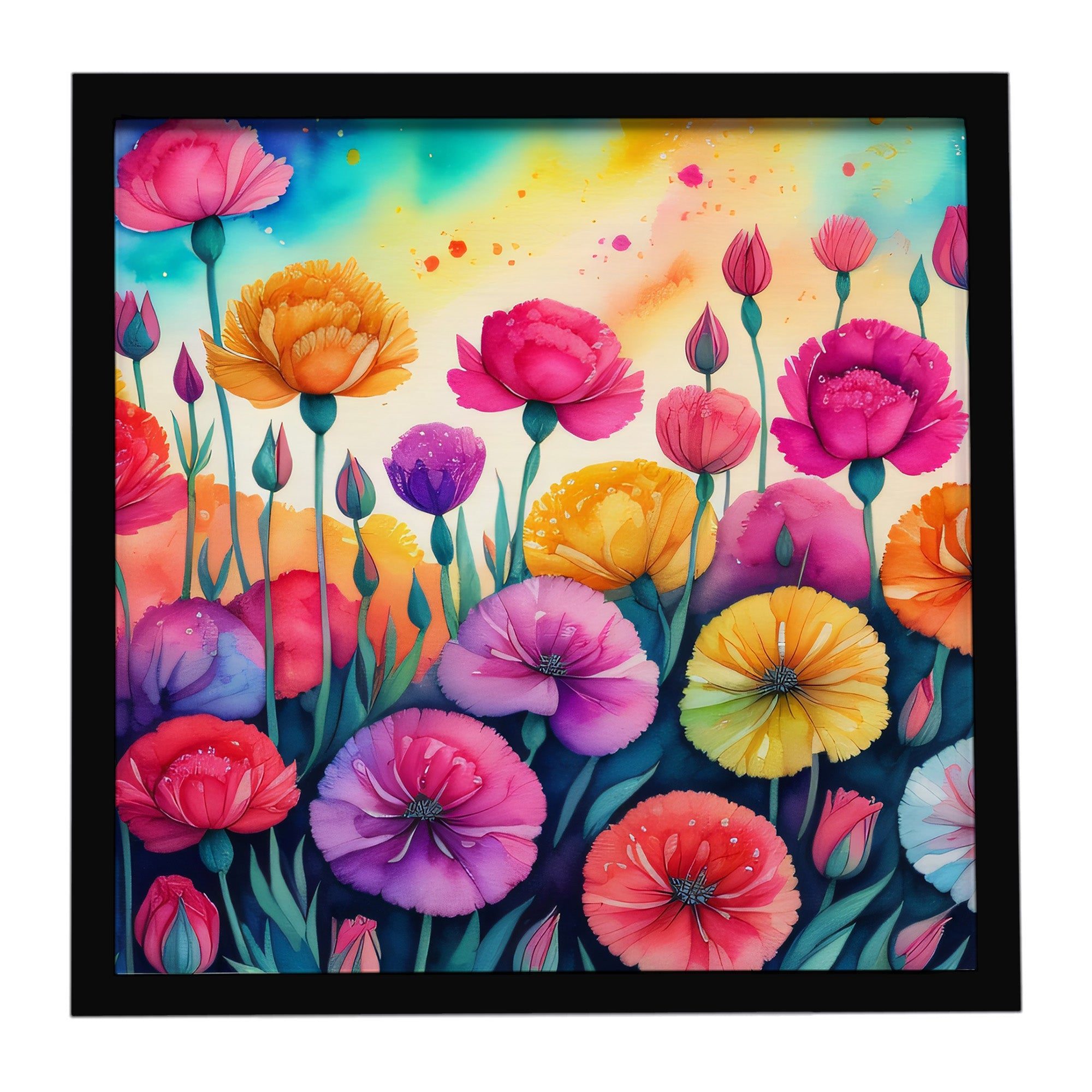 Caroline's Treasures Carnations in Color Framed Metal Print