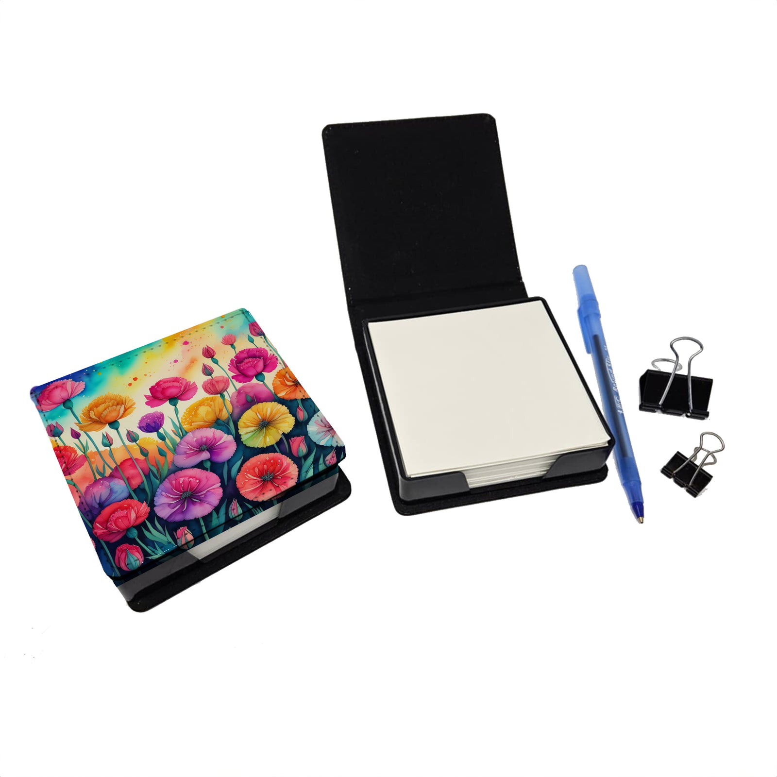 Caroline's Treasures Carnations in Color PU Leather Note Paper Holder