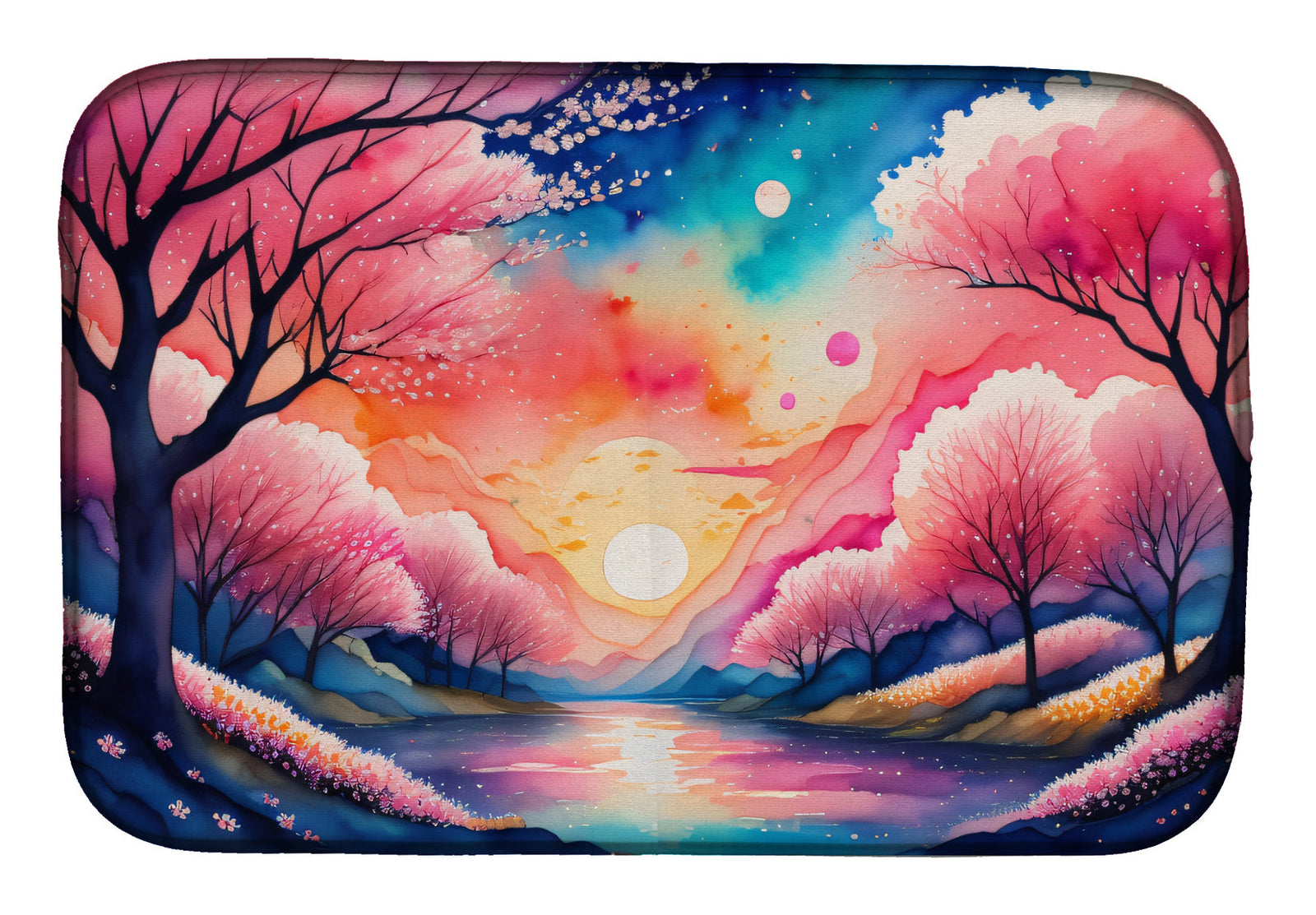 Caroline's Treasures Cherry Blossom in Color Dish Drying Mat