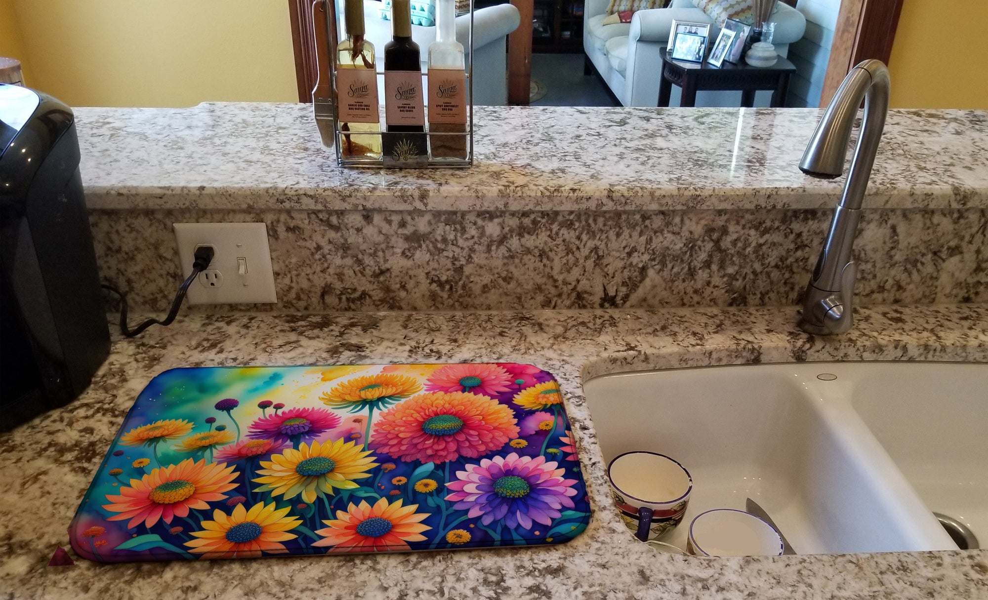 Caroline's Treasures Chrysanthemums in Color Dish Drying Mat