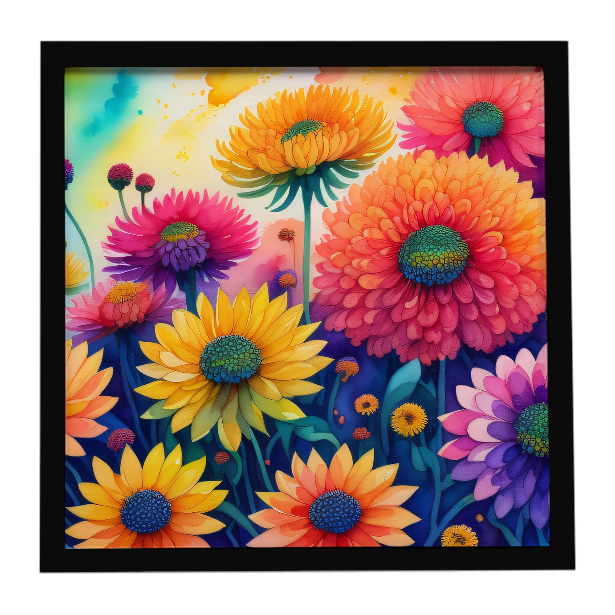 Caroline's Treasures Chrysanthemums in Color Framed Metal Print