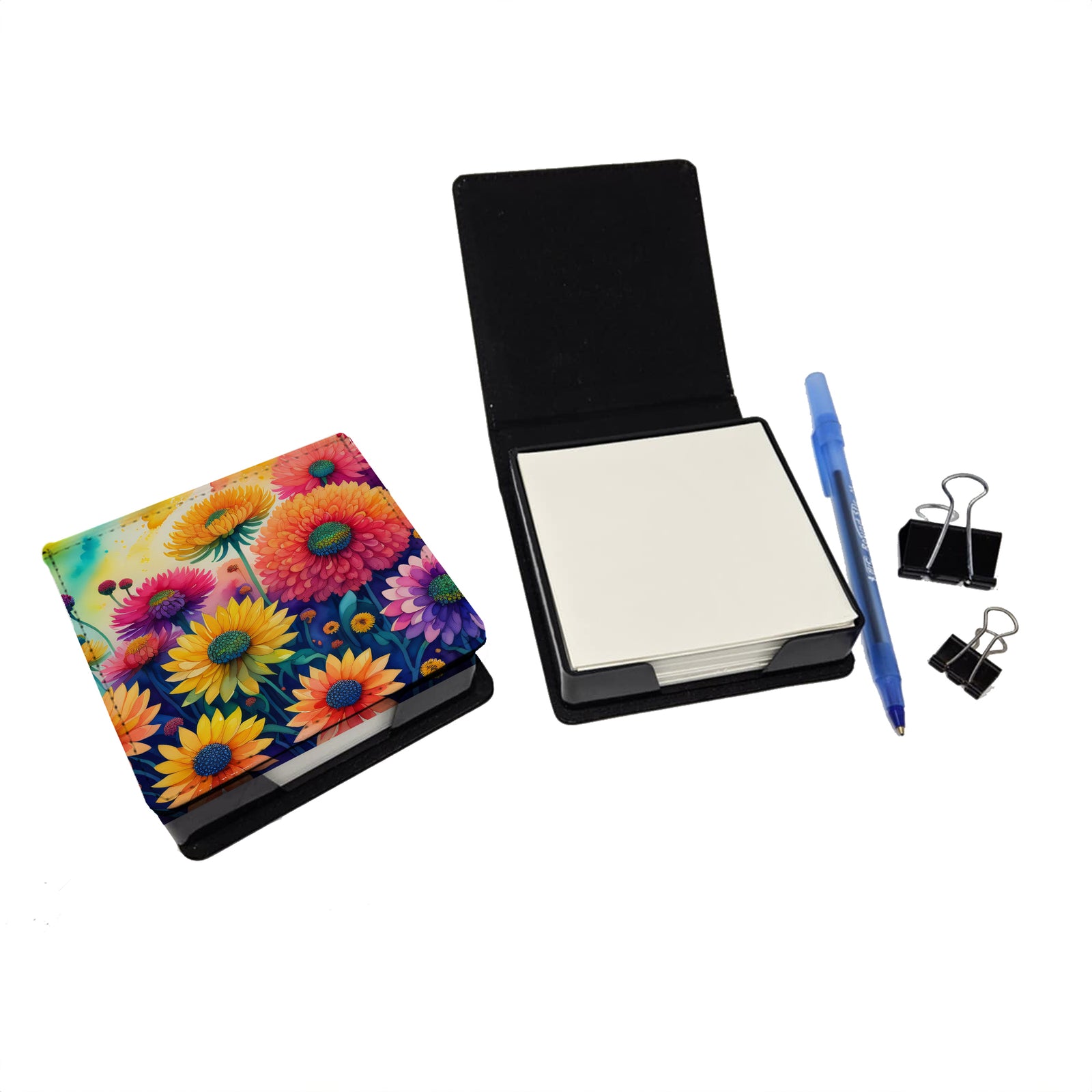 Caroline's Treasures Chrysanthemums in Color PU Leather Note Paper Holder
