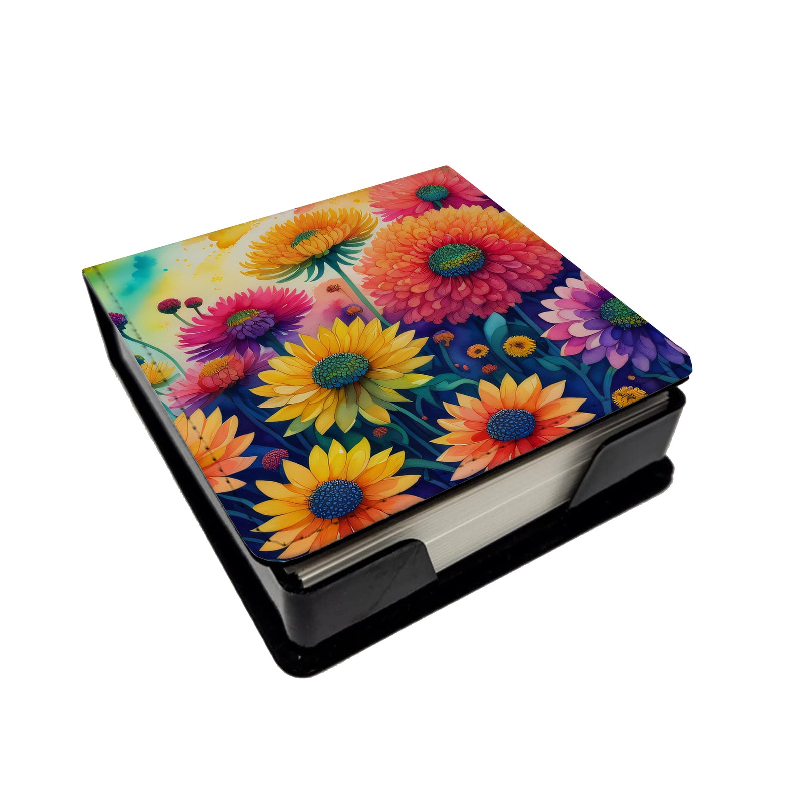 Caroline's Treasures Chrysanthemums in Color PU Leather Note Paper Holder