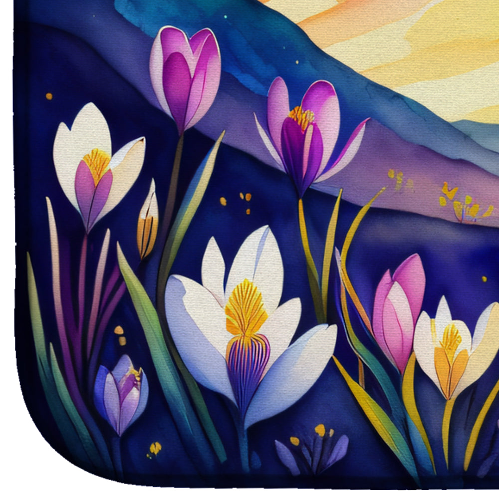 Caroline's Treasures Crocus in Color Dish Drying Mat