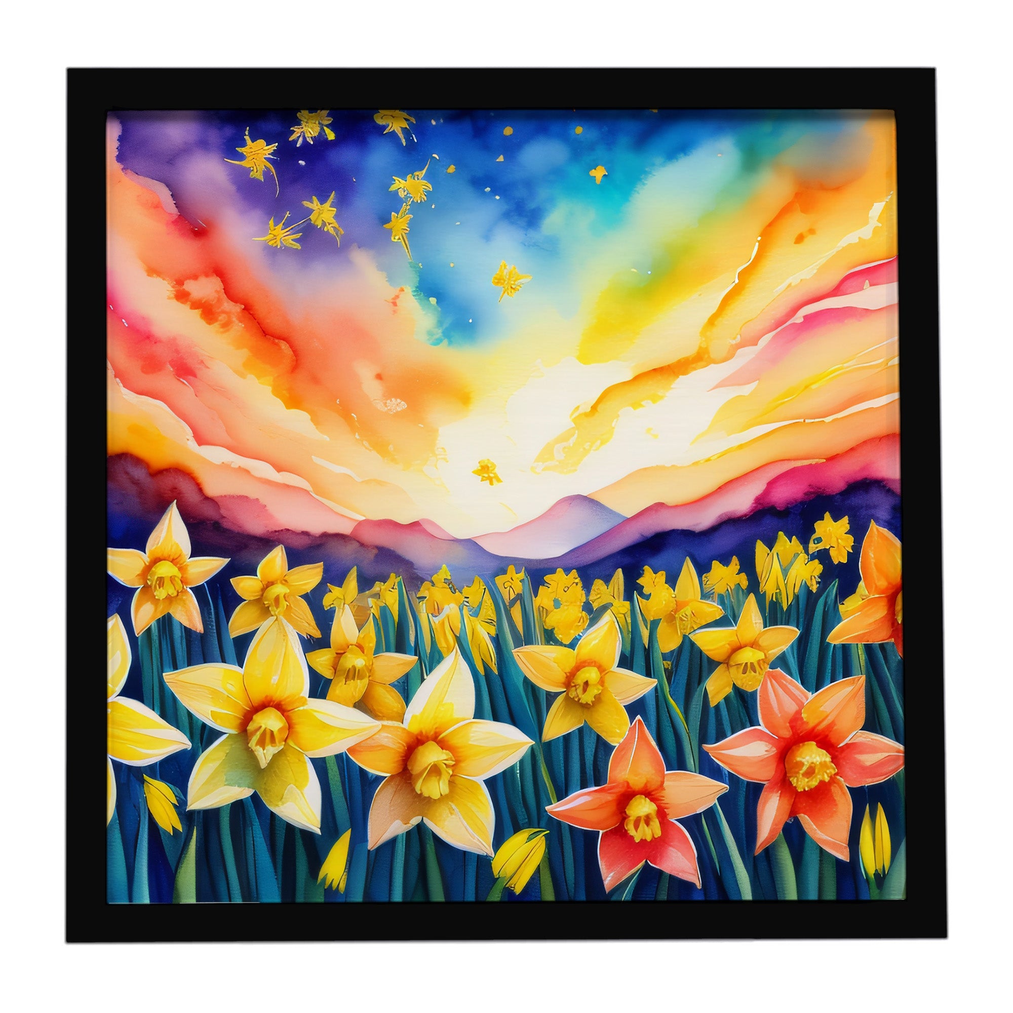 Caroline's Treasures Daffodils in Color Framed Metal Print