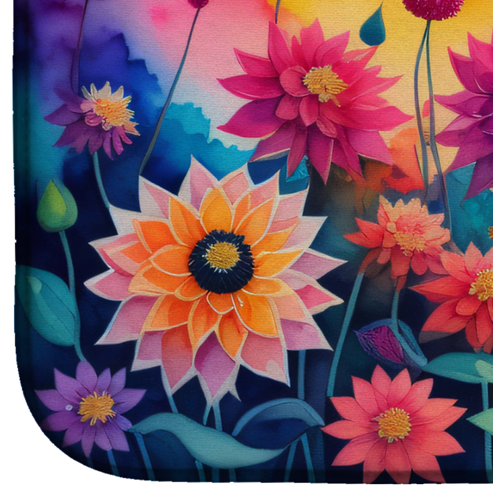 Caroline's Treasures Dahlias in Color Dish Drying Mat