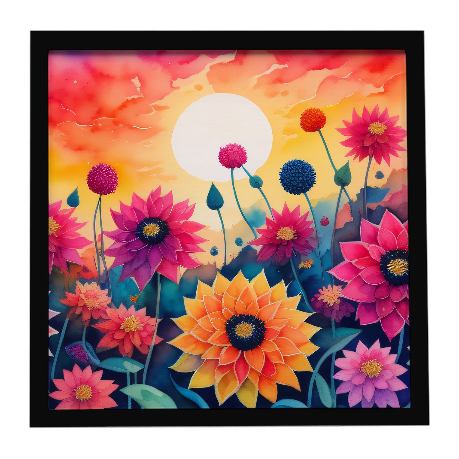 Caroline's Treasures Dahlias in Color Framed Metal Print